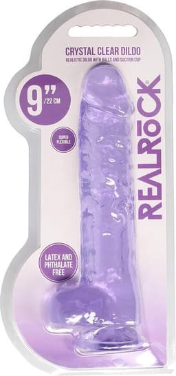 9" / 23 cm Realistic Dildo With Balls - Purple — thumbnail 4
