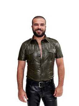 Mister b sheep leather police shirt green large — thumbnail 1