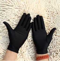 Beschermende Handschoenen Zwart - Handschoenen - Eczeemhandschoen – Black Gloves - Jewelry Handschoen - Werk Handschoen - Beauty salon handschoenen - Veiligheid Handschoen Lichtgewicht Unisex Zacht MAAT L ----- XXO — thumbnail 1