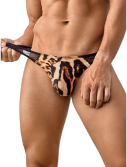 Sexy Luipaardstring voor Heren - Mesh Doorschijnende Tailleband - Verleidelijk Ondergoed - M | LekkerStout | ( LS306 ) — thumbnail 1