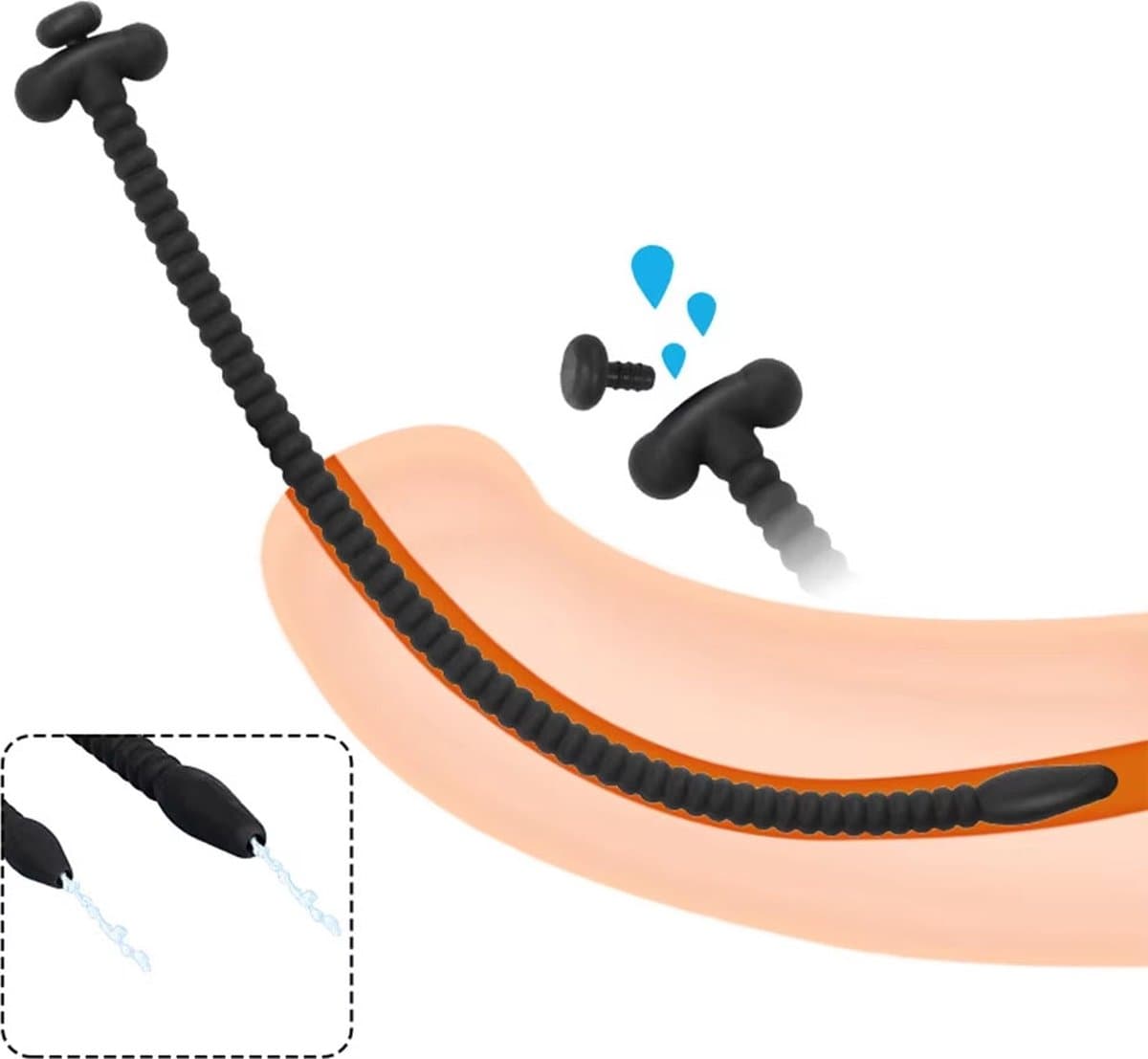 Holle Plasbuis Injector met Dop - Penisplug - Urine - Urethrale — afbeelding 1