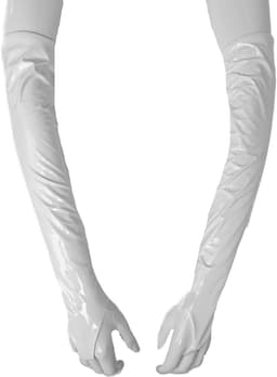 LATEX Handschoen Sexy lange Datex Handschoenen Wit lange lak handschoen Glans Lakleer SM Gogo dancing dans accessoiren — thumbnail 1