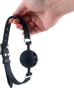 Banoch - ball gag siliconen medium - zwart Ø 4,5 cm met luchtgaten — thumbnail 3