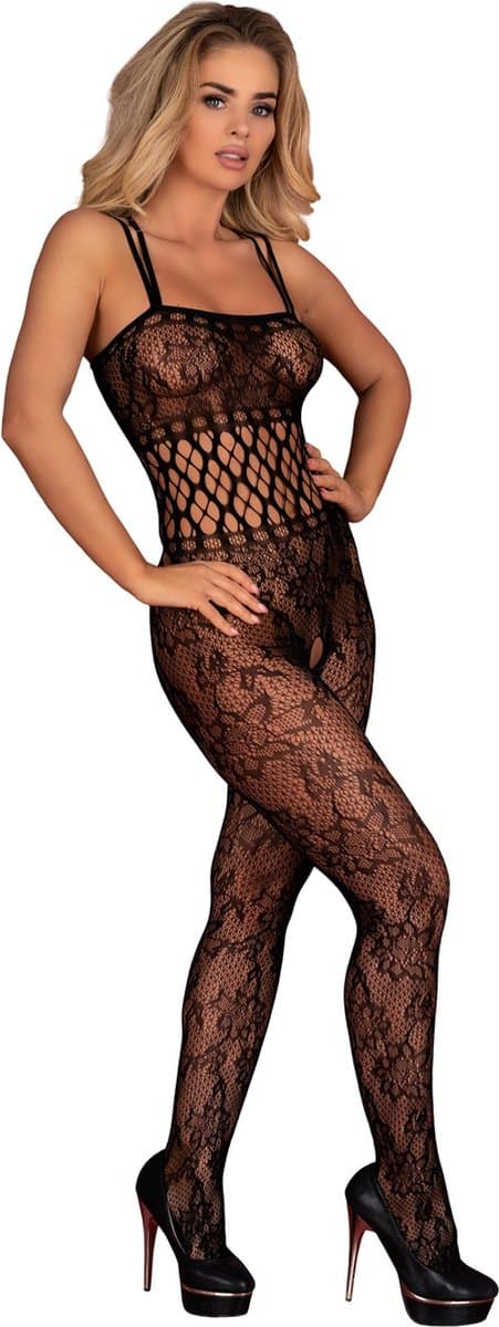 Livco Corsetti - Erotische Bodystocking / Catsuit met Open Kruis - Sexy Lingerie - Erotische Lingerie - Maat S t/m L - Junonna — afbeelding 1