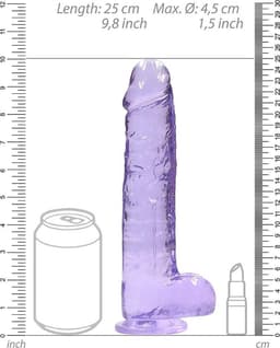 9" / 23 cm Realistic Dildo With Balls - Purple — thumbnail 5