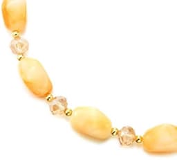 Oranje Beige Choker Onregelmatige Ovalen Kralen, Ketting Facet Kristallen Gouden Spacers, Statement Kraag — thumbnail 4