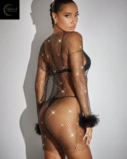 Sexy LIchaamssierraad – Bodychain – Kristallen – Diamant – Erotische Lingerie Vrouwen – Body Ketting – Chique & Sexy – Sexy LIngerie – Erotische Jurk met Strass & Veren Details – Party Dress – Classy Clubwear – Trendy – Dare to Undress – One Size — thumbnail 4