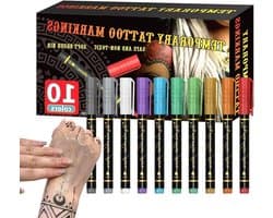 Body Paint Markers - Huidverf Stiften - Artistiek Tekenen - Huidvriendelijk Afwasbaar - 10 Kleuren - Multicolor