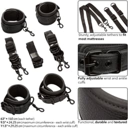 Calexotics - Nocturnal Bed Restraints Leather Adjustable Black — thumbnail 3