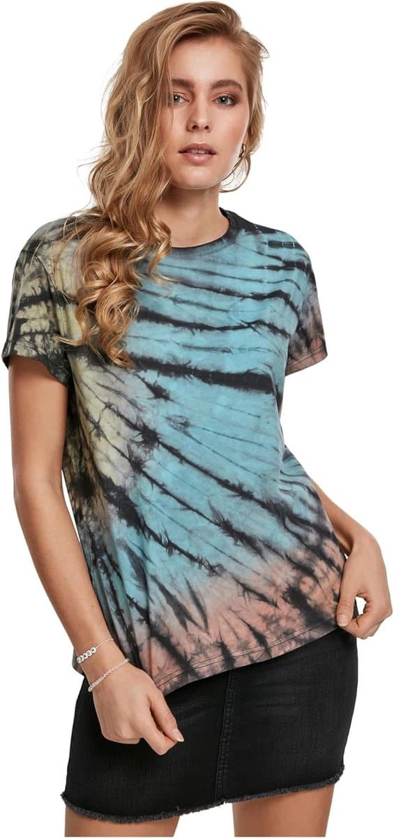 Dames Boyfriend T-Shirt met Tie Dye Print en Ronde Hals — afbeelding 1