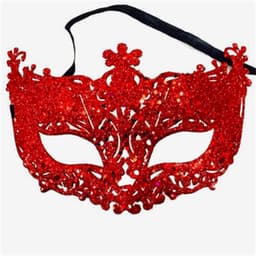 Masker - Venetiaans masker - Oogmasker - Gemaskerd bal - Verkleedmasker feest - Rood met glitter - Jonyx — thumbnail 1