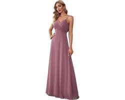 Elegante Avondjurk Lange A-lijn V-hals Chiffon Wikkeljurk Bruiloft Gast