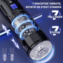 LoveVlijt - Masturbator - 3-in-1 - Vibreren, Stoten en Roteren - Krachtige Masturbator voor Man - Waterdicht - Met Display - Seksspeeltje voor Mannen - Kunstvagina - Elektrische Masturbator - Oplaadbaar en Draadloos - Inclusief Cockring - Zwart — thumbnail 3