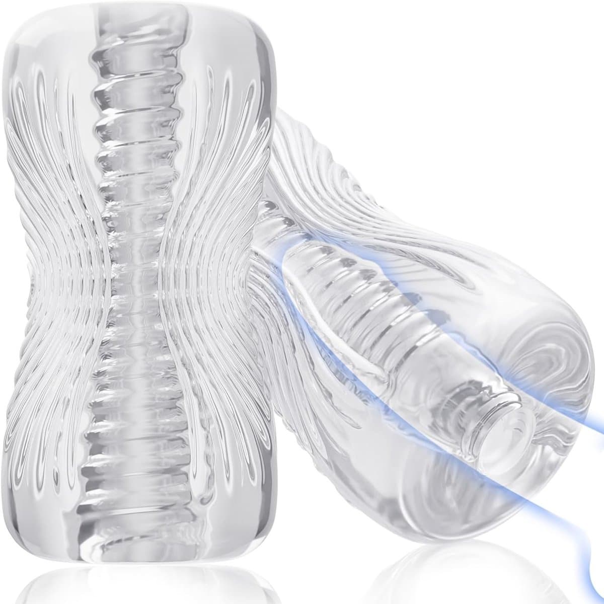 Daity Masturbator voor Mannen - Pocket Pussy & Masturbatiehuls, 3D Realistische Textuur, TPE Stroker met Spiraal Tunnel, Penis Trainer, Herbruikbaar Seksspeeltje voor Volwassenen (Transparant) — afbeelding 1