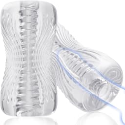 Daity Masturbator voor Mannen - Pocket Pussy & Masturbatiehuls, 3D Realistische Textuur, TPE Stroker met Spiraal Tunnel, Penis Trainer, Herbruikbaar Seksspeeltje voor Volwassenen (Transparant) — thumbnail 1