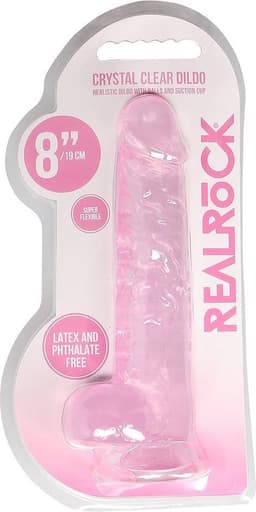 8" / 20 cm Realistic Dildo With Balls - Pink — thumbnail 4