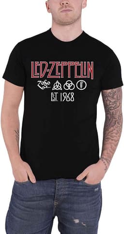 Zwart Heren T-shirt met Rockband Logo en Symbolen — thumbnail 1