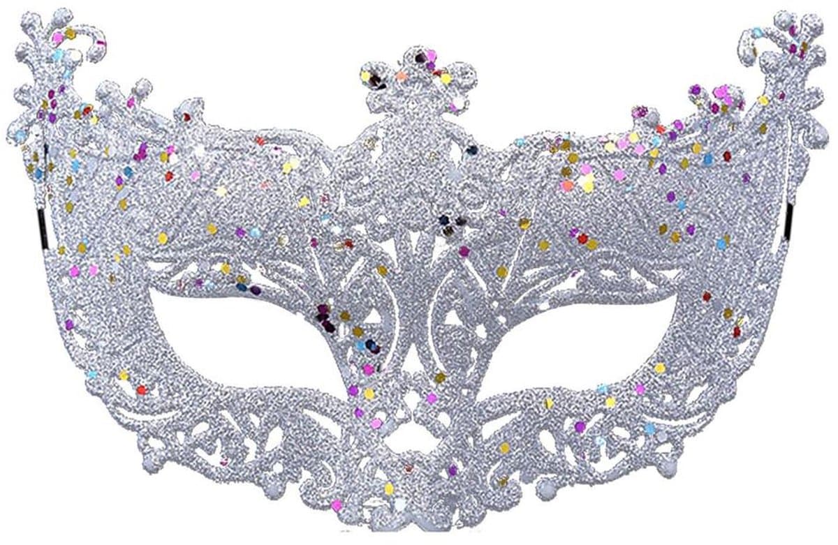 Masker - Venetiaans masker - Oogmasker - Gemaskerd bal - Verkleedmasker feest - Zilver met glitter - Jonyx — afbeelding 1