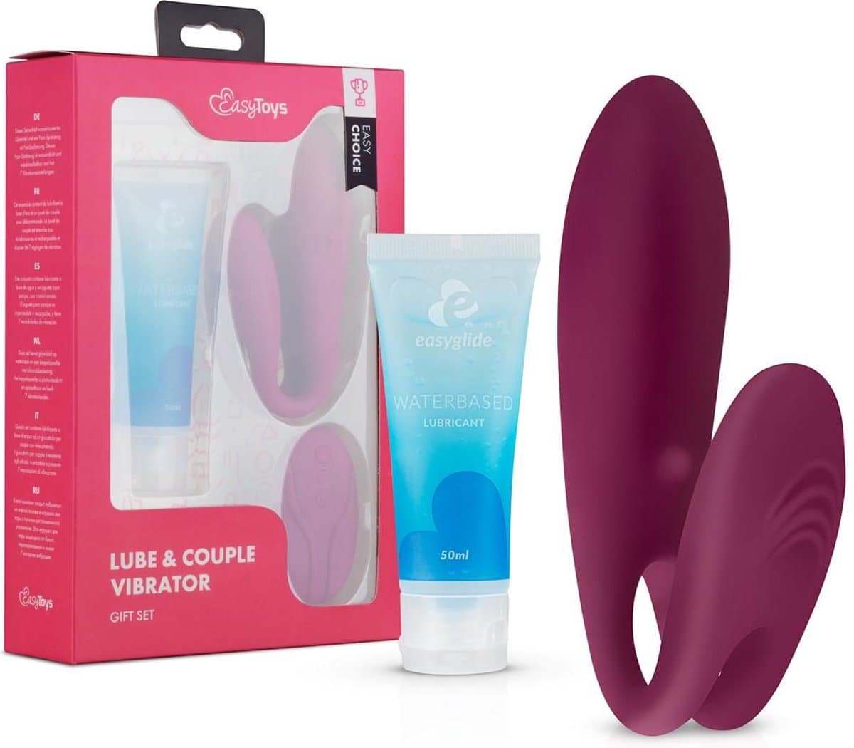 Easy Choice - Koppel Vibrator - Sex Toys voor Vrouwen en Mannen - Vibrators voor Vrouwen - Dubbele Stimulatie - Glijmiddel Waterbasis - EasyGlide Glijmiddel - Erotische Giftset - Cadeau Man en Vrouw - EasyToys - Paars — afbeelding 1