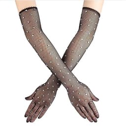 Visnet Handschoenen met Strass Steentjes - Zwart - One Size — thumbnail 3