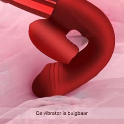 Vitdipy - Vibrator - Stotende Rabbit Vibrator - Verwarmbaar - Pulsing Clitoris en G-spot Stimulator - Vibrators voor Vrouwen Realistisch - Sex Toys voor Koppels - Rood — thumbnail 2