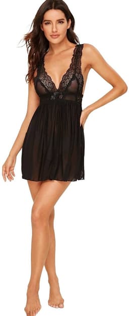 Babydoll Dames Zwart - Sexy Lingerie Babydoll - Nachthemd Vrouwelijk - Polyester Lingerie Nachtkleding - Maten S M L XL - Elegante Dames Babydoll - La Nuita — thumbnail 2