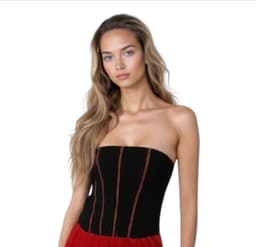 Sexy Spaanse Flamingo Verkleedjurk – Rood & Zwart – Strapless Korset Achtig Top Carnaval Kostuum – Complete Outfit voor Feest & Rollenspel – Maat Large — thumbnail 4
