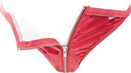 BamBella® Erotische onderbroek - Maat S/M - Wetlook string Dames - Rood Datex mix latex en stof ondergoed Sexy BDSM kleding met rits open kruis — thumbnail 1