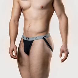 MM Sports The Original Swimmer/Jogger Jockstrap 1 inch Black - MAAT L - Heren Ondergoed - Jockstrap voor Man - Mannen Jock — thumbnail 5