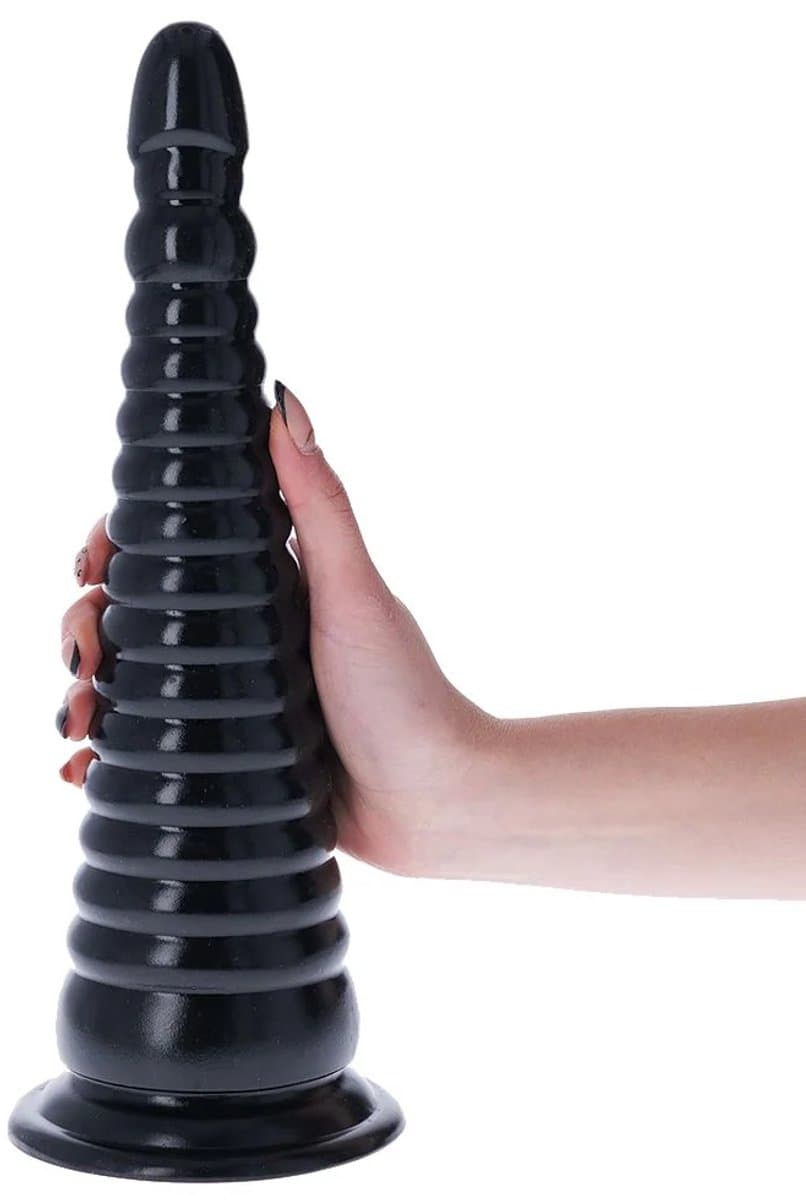 Lusty XXL Buttplug StereoLite - 32.5 c 9 CM - Mega Anaalplug - Met Zuignap - Zwart - Buigzaam PVC - Sexspeeltje - Sextoy voor hem en haar — afbeelding 1