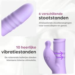 Sinsaa Rabbit Vibrator voor Vrouwen - Tarzan Vibrator met 10 Vibratiestanden - G-Spot & Clitoris Stimulator - 3in1 Vibrators - Dildo met 6 Pulsatiestanden - Seksspeeltjes voor Koppels - Sex Toys voor Vrouwen - Inclusief glijmiddel — thumbnail 3