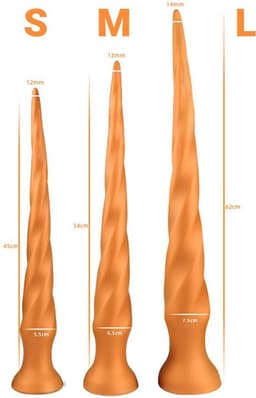 Gold Play - Extra Lange Anaal Dildo - Zachte Siliconen - Twist - Maat L — thumbnail 5