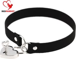 BDSM Bondage ketting met sleutel - Hartje - Slot - Halsband — thumbnail 1