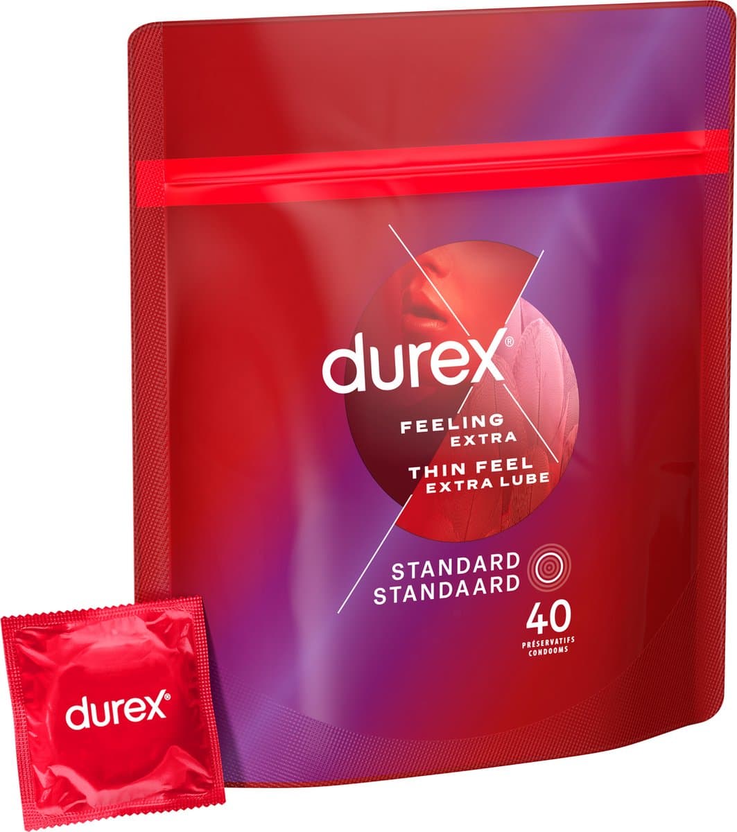 Durex Condooms - Thin Feel Extra Lube - Dun met Extra Glijmiddel - 40 stuks - Voordeelverpakking — afbeelding 1