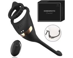 DOWO® - Vibrerende Cockring - Penisring - Cockring Vibrerend - Cockring - Vierdubbele Stimulatie - 9 Vibratiestanden - 4 in 1 - pik, ballen, kont, anaal & prostaat Stimulator - Cock Ring Siliconen - Sex toys - Seksspeeltje voor Mannen & Vrouwen