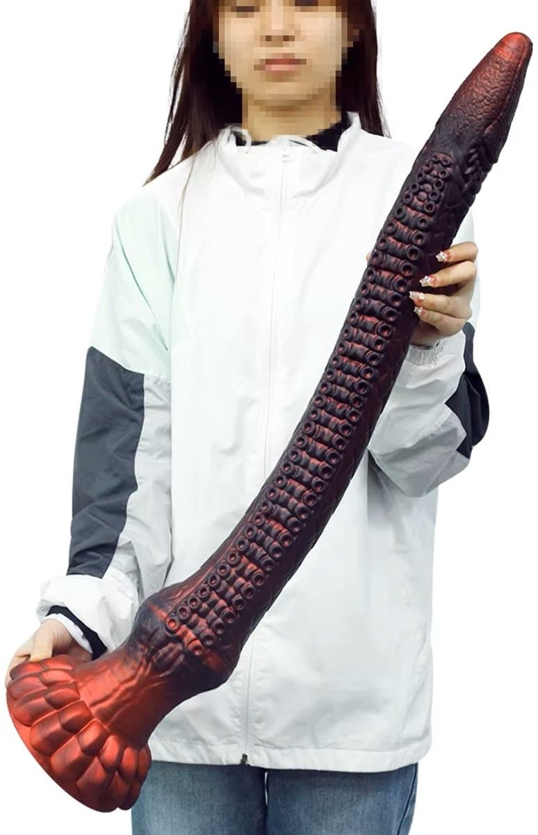 Rode Siliconen Fantasie DIldo - Lang 65 Cm - Diameter 9 cm — afbeelding 1