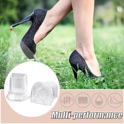 Dailygoods- Hakbeschermers 10 Paar - Hakkappen - Antislip - Silicone - Transparant/Zwart - Verschillende Maten - Hielkappen — thumbnail 5