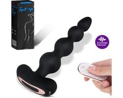 TipsToys® Prostaat Vibrator met Afstandsbediening - Stimulator met Anal Beads - 9 Vibrerende Standen - 2.2-3.6⌀ Anale Buttplug Massager - Prostate Sex Toys voor Mannen, Vrouwen en Koppels - Waterdicht, Vibrerend & Oplaadbaar - Siliconen - Zwart