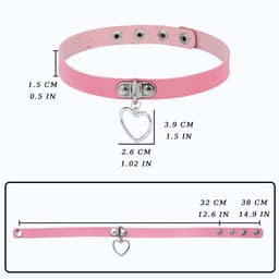 Dailygoods - Dailygoody - Punk Rock Gothic lederen halsband - Dames choker - Verstelbaar - Zwart, roze, lila, rood - Hanger hart - Stijlvolle accessoire voor elke — thumbnail 3