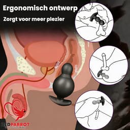 Vibrerende opblaasbare buttplug - Anaal plug - Afstandsbediening - Groot — thumbnail 4