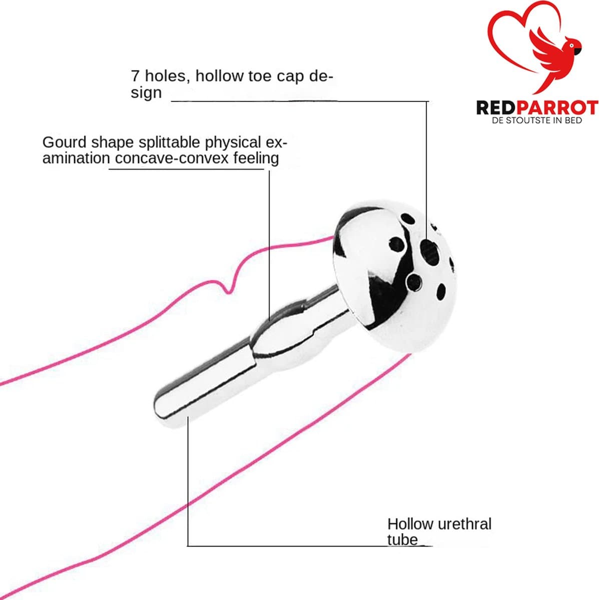 RVS Penis Plug - Urethrale Dilator - Hol - Medical Play Accessoire — afbeelding 1