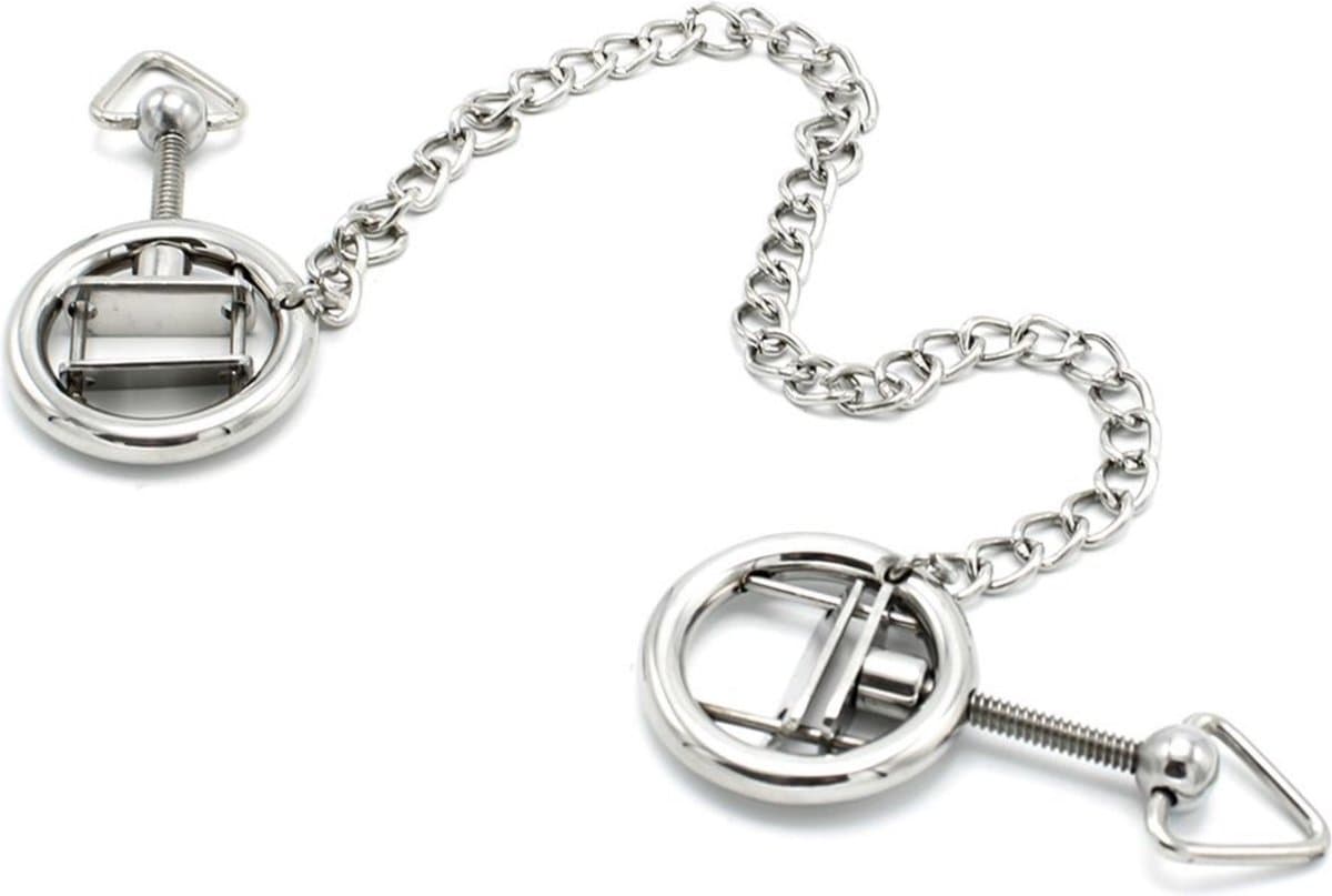 Kiotos - Stalen Tepelklem Ringen Met Ketting - RVS - Lengte Ketting 38 cm — afbeelding 1