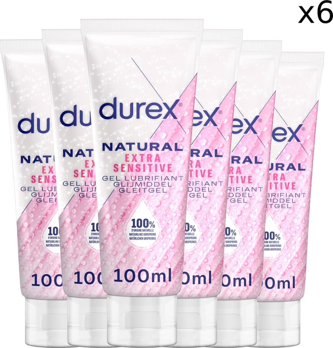 Durex Glijmiddel Natural - Extra Sensitive  - 100% natuurlijk - 100ml x6 — afbeelding 1