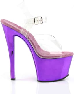 Pleaser - SKY308 Sandaal met enkelband, Paaldans schoenen - Paaldans schoenen - 42 Shoes - Paars/Transparant — thumbnail 2