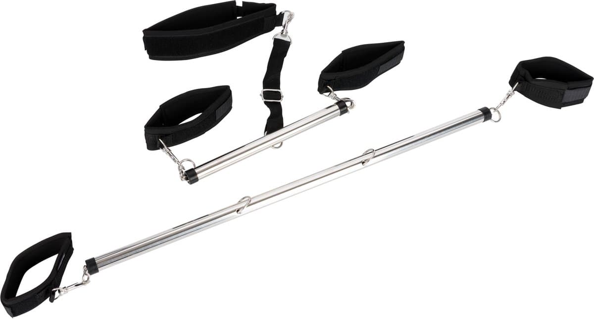 Pipedream Fetish Fantasy Boeien Spread 'em Bar and Cuff Set zwart,zilver — afbeelding 1