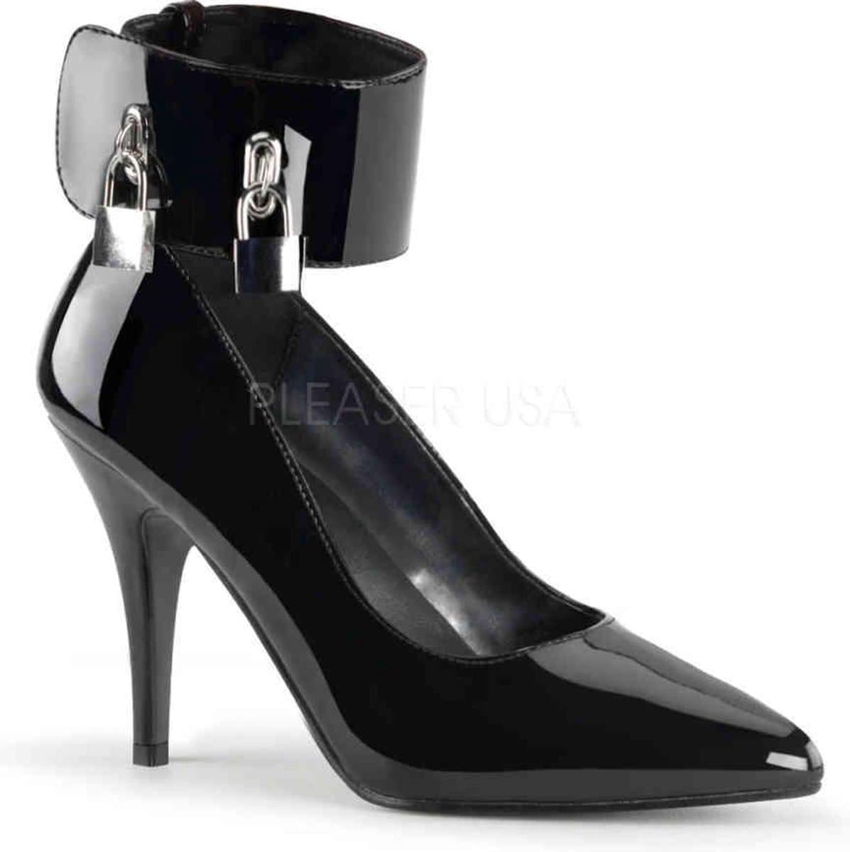 EU 38 = US 8 | VANITY-434 | 4 Pump W/ Locking Ankle Cuff & Padlocks — afbeelding 1