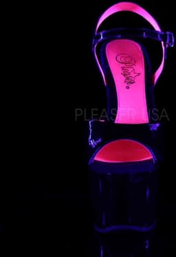 Pleaser - SKY-309TT Sandaal met enkelband, Paaldans schoenen - Paaldans schoenen - 42 Shoes - Zwart/Roze — thumbnail 2