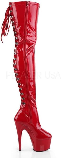 Adore-3063 plateau lak overknee laars met veters en stiletto hak rood - (EU 39 = US 9) - Pleaser — thumbnail 2