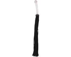 Bad Kitty – 64 cm Suède Flogger Zweep met Glazen Plug als Handvat - Zwart — thumbnail 2