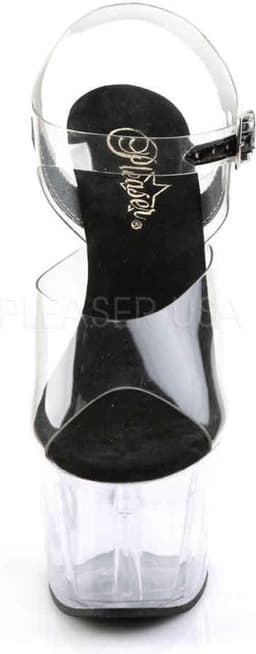Pleaser - ADORE-708 Sandaal met enkelband, Paaldans schoenen - Paaldans schoenen - 38 Shoes - Transparant/Zwart — thumbnail 2